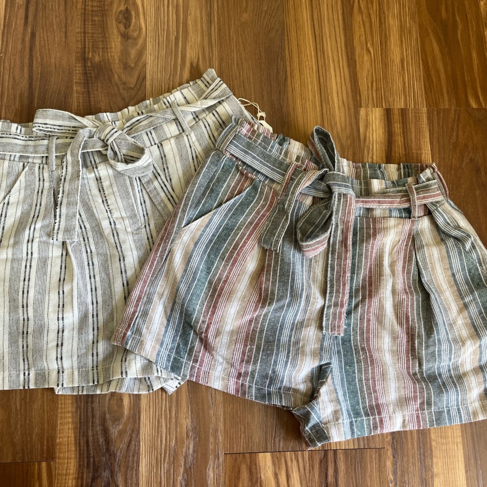 Striped Tie-Waist Shorts Set